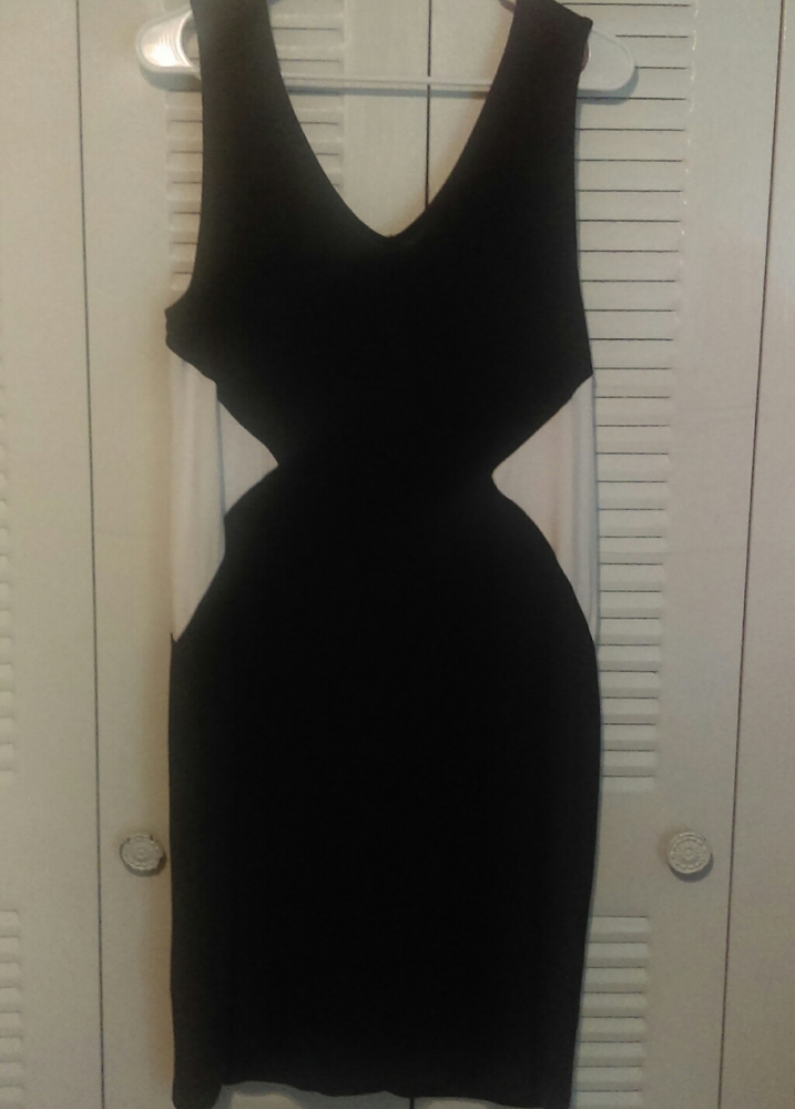 Cato black dress with white diamond sides